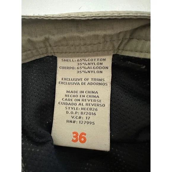 Hawke&Co Cargo Short Pants Mens 36 Solid Beige Mid Rise Zip Fly Pockets Casual - Picture 15 of 16